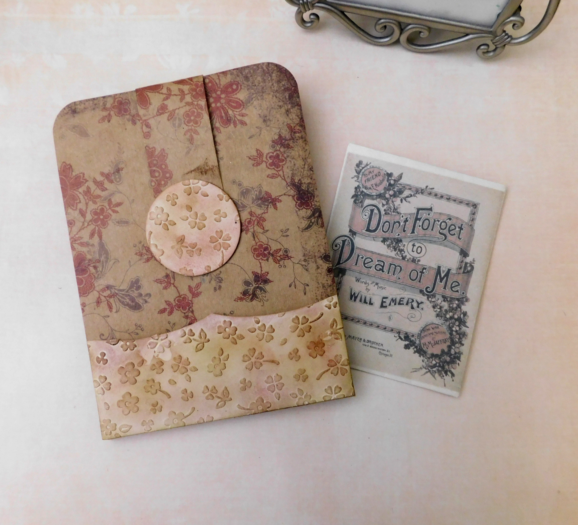 Ephemera Filled Junk Journal Pocket Handmade, With Vintage/Happy